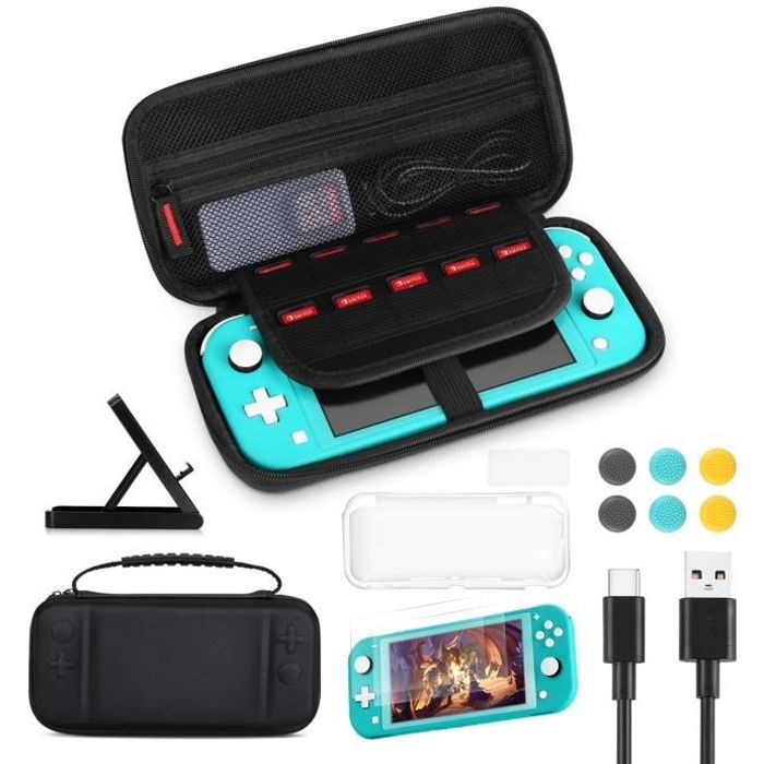 Accessoires pour Nintendo Switch Lite Etui de Transport rigide Switch Lite avec 2 Protection écran,Coque de protection,Support Rég