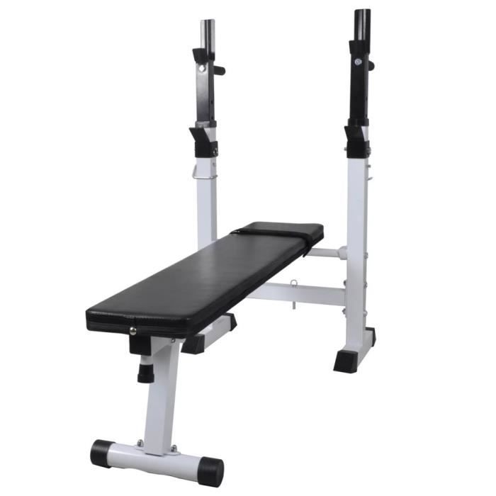 Banc de musculation - Niveau de support de Barre Réglable : 5 niveaux - 120 x 50 x 91-111 cm
