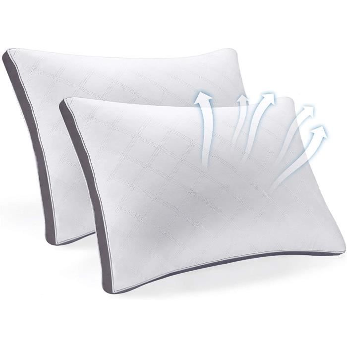 OREILLER EDA Oreiller Lot de 2 Oreillers en Microfibre avec Housse Hypoallergeacutenique en Fibre de Bambou pour Soins de Sant12