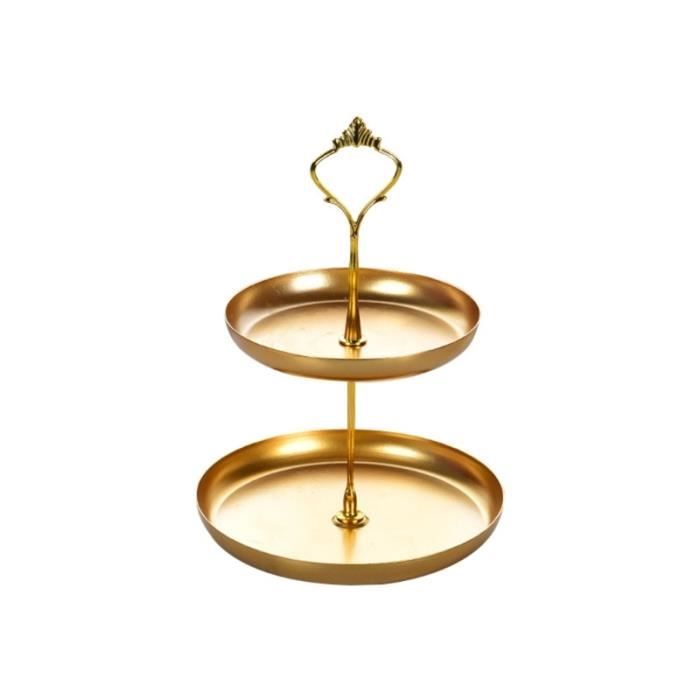 Assiette,Support à gâteaux amovible Style européen, assiette à gâteaux à 2 niveaux pour pâtisserie, Cupcake - Type gold-S