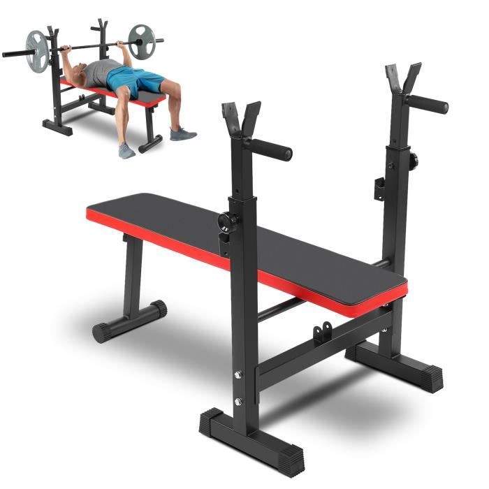 Banc de Musculation Multifonction Abdominaux Pliable avec Support de Barres pour Haltère et Station à Dips RAI