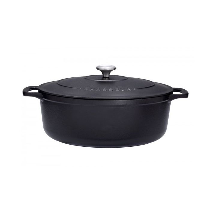 Chasseur - cocotte ovale en fonte émaillée 33cm noire sublime - puc473301