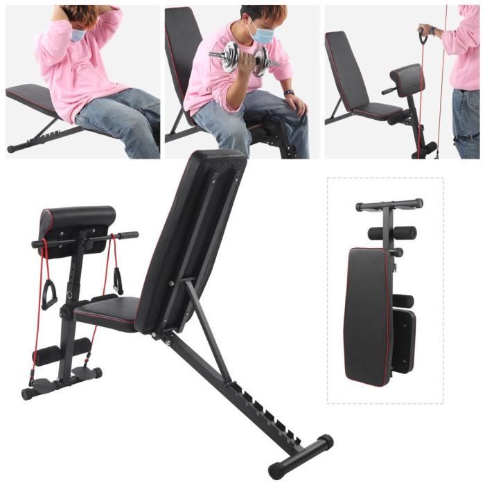 Banc de musculation réglable abdominaux et dorsaux Banc d'entraînement - noir -OLL