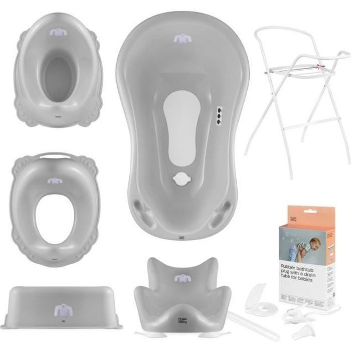 Ensemble de baignoire pour bébé avec cadre et siège de bain Yeti - Gris