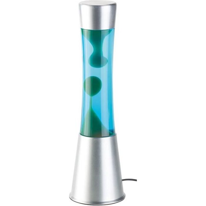 Lampe à lave en verre et aluminium - Vert / Bleu