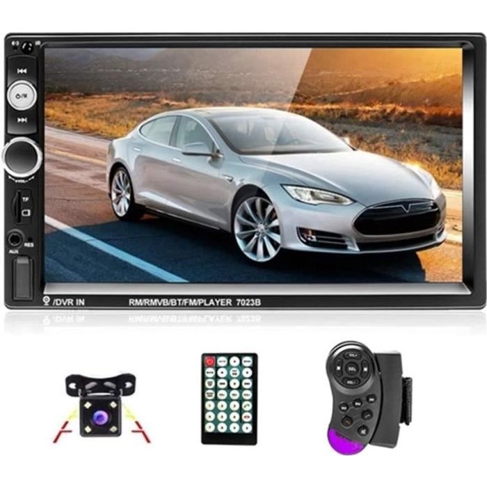 Podofo Autoradio 2 Din 7'' Bluetooth Auto Radio Écran Tactile Lecteur Téléphone Android Miroir Lien FM Autoradio AUX TF/SD USB + Cam
