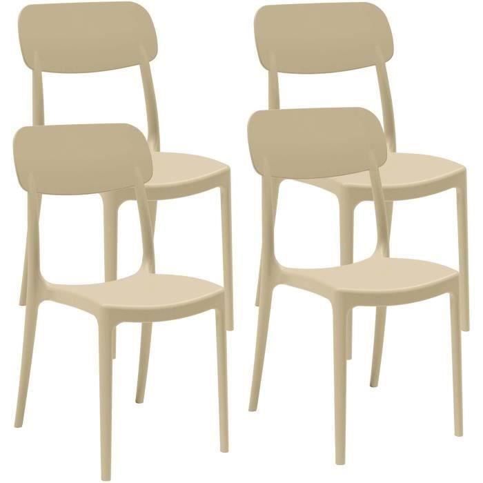 Lot de 4 chaises de jardin CALIPSO ARETA - 53 x 46 x H 88 cm - Sable