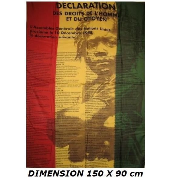 DRAPEAU 150 X 90 cm DECLARATION DROITS DE L'HOMME ET DU CITOYEN Reggae Rasta Africa Bob Marley ...