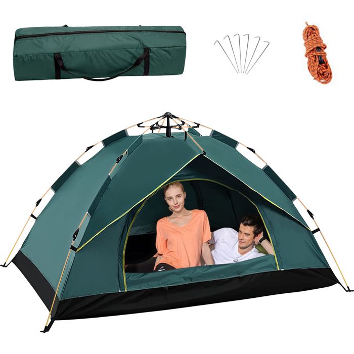 Tente de camping extérieure, protection contre soleil, alpinisme plein air, adaptée pour 2 ou 3 personnes, vert foncé