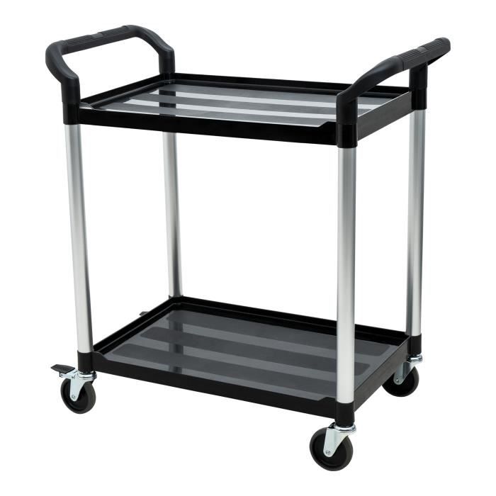 STIER Chariot de service avec 2 étagères 750 mm de longueur x 460 mm de largeur x 825 mm de hauteur charge max. 150 kg nettoyage
