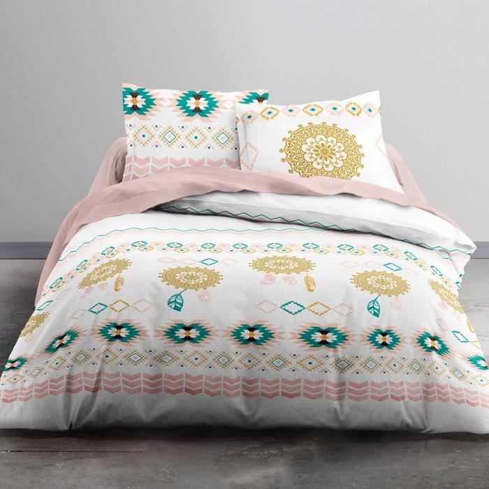 Housse de couette 240x260 Enjoy Balam + 2 taies 100% coton 57 fils Blanc