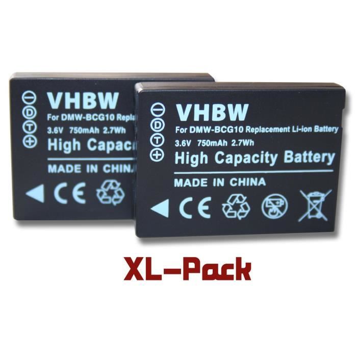 2 batteries de secoues pour Panasonic Lumix DMC-TZ6, DMC-TZ7, DMC-TZ8, DMC-TZ9, DMC-TZ10, DMC-TZ18 - Remplace : Panasonic DMW-BCG…