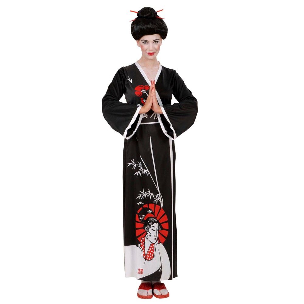 Costume adulte femme déguisement Geisha - Noir, Rouge & Blanc