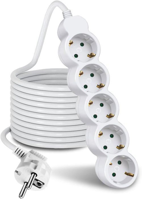 Rallonge Multiprise 5 Mètres Avec 5 Prises, 5 Prises Pour La Maison, Le ...