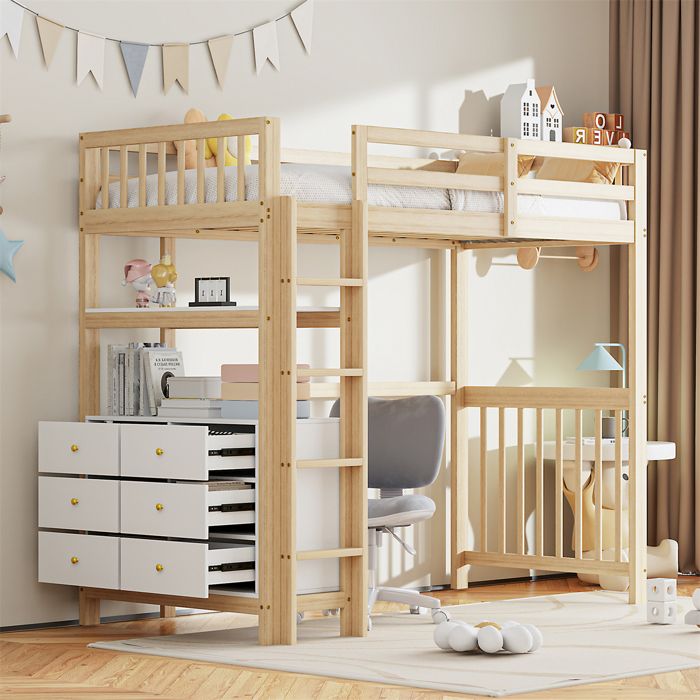 Lit Mezzanine Enfant 90x200 Cm Noir - Avec Escalier Sécurisé Et Barrière Design - Structure Métal (charge Max 120 Kg)