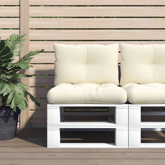 vidaXL Coussins de palette Lot de 2 Crème - vue 8