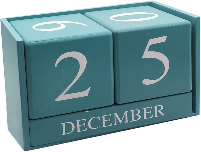 Calendrier Perpétuel En Bois – Blocs Date Et Mois, 9,5x4,3x5 Cm, Décoration Bureau
