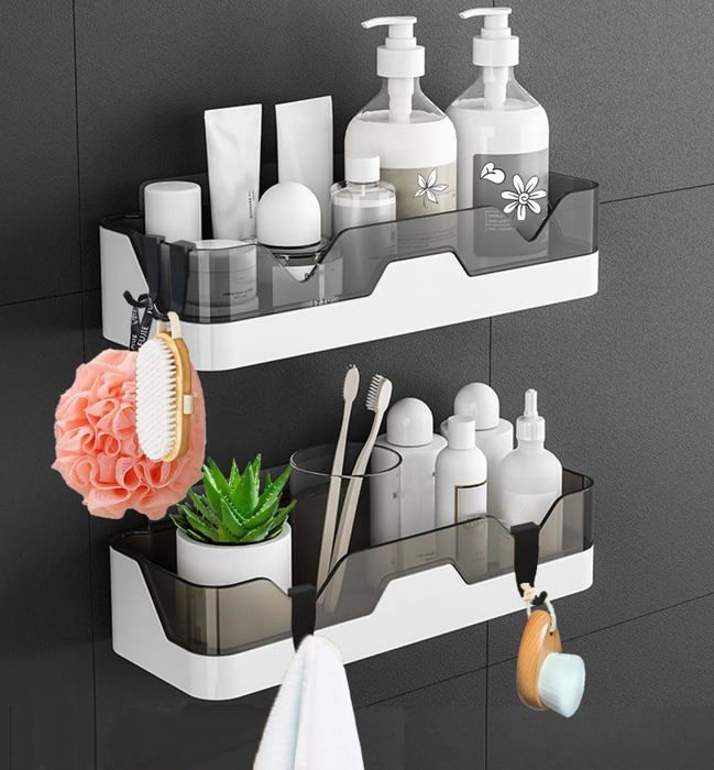 Lot de 2 Etagère Douche Serviteur de Douche Sans Perçage Paniers Rangement Dorganisateur de Douche Mural