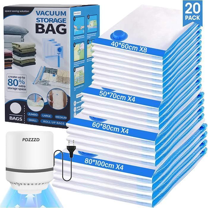 Ensemble De 11 Sacs De Rangement Sous Vide Avec Pompe Manuelle Pour Ensemble De 11 Sacs De Rangement Sous Vide Avec Pompe Manuelle Pour
