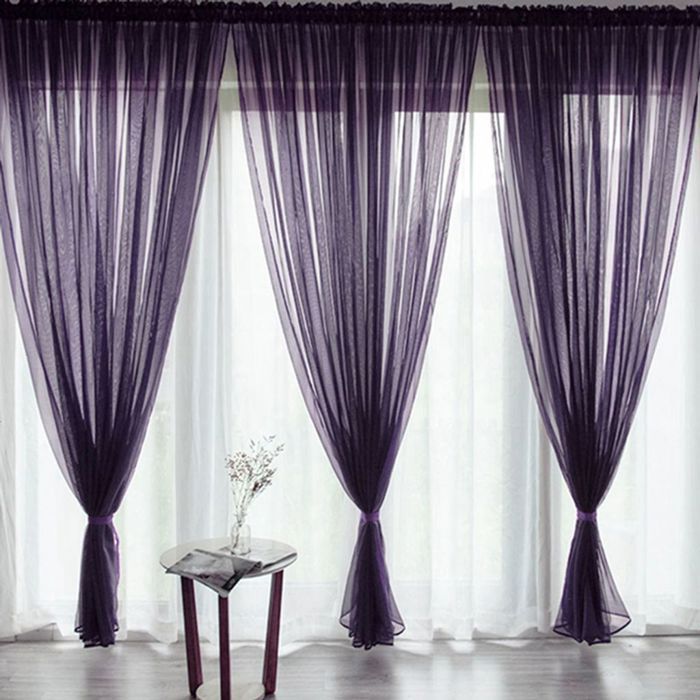 Lot de 3 rideaux ensemble de rideaux transparents rideau de salon de chambre à coucher moderne 100 x 200 cm