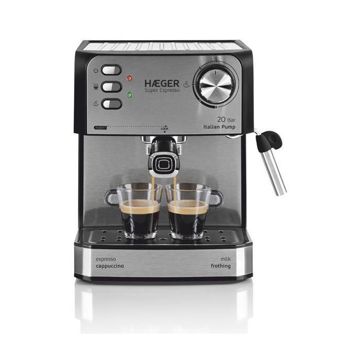 Cafetière Espresso - HAEGER - Super Espresso - Couleur Gris - Pression 15 bar - Infusion Manuelle