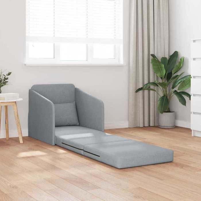 Chaise de Canapé - GUANG - Fauteuil-lit - 1 PERSONNE - 2-en-1 - Gris clair 65x80x83 cm Tissu @@225