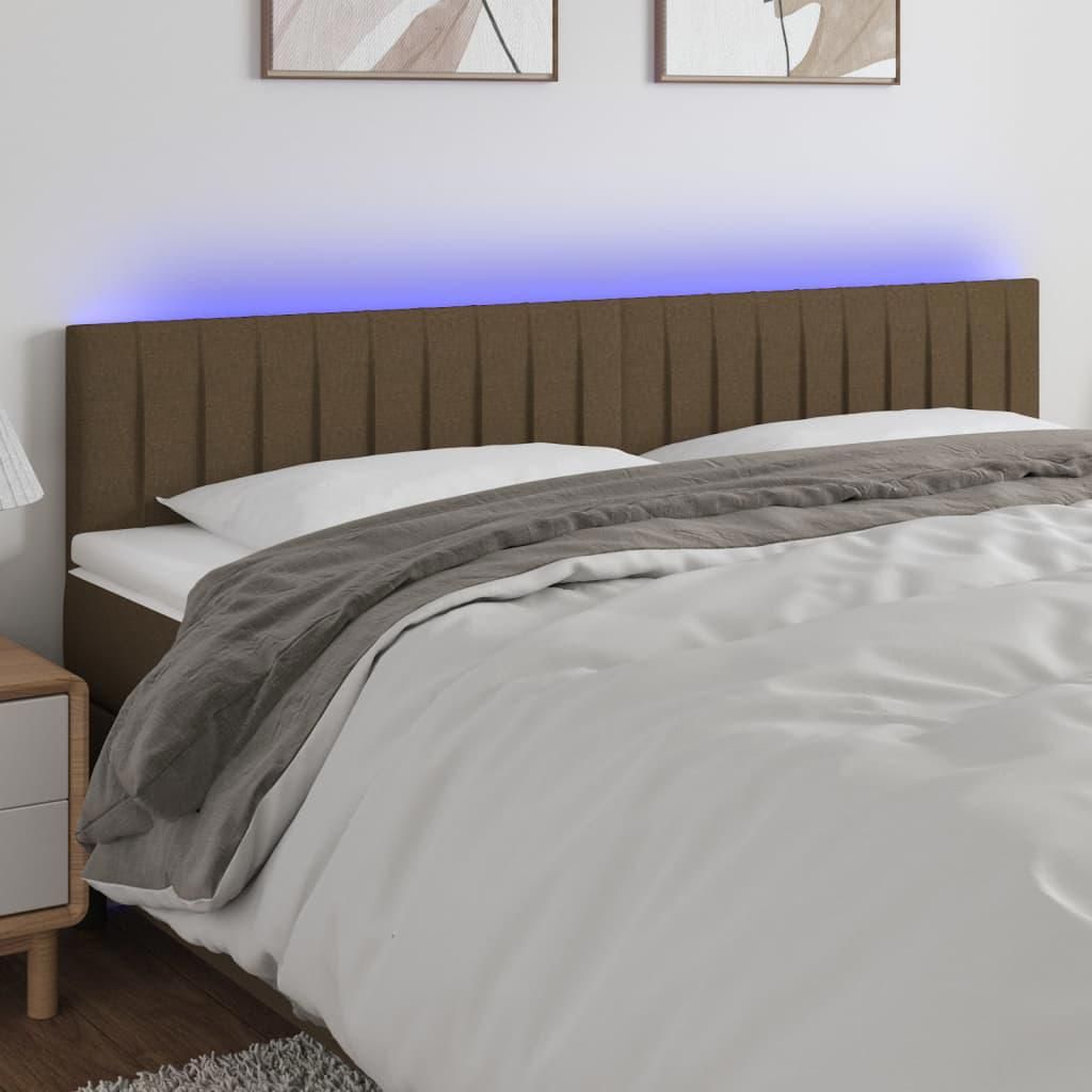 CHIC Tête de lit et lumières LED - Armoire de Tête Lit pour lire - Marron foncé 200x5x78/88 cm Tissu@SARA223809