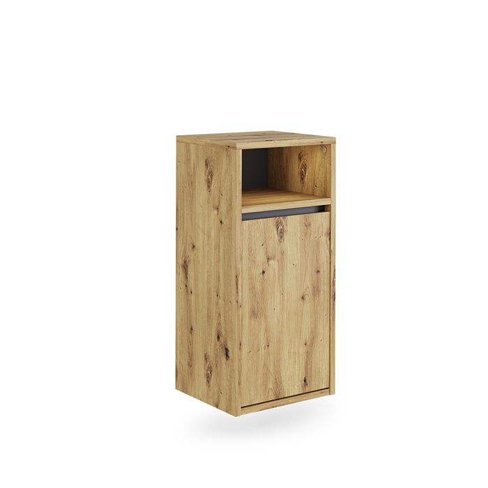 Armoire de salle de bain Viola 38x80cm avec panier à linge Chêne Artisan/Gris Vicco 54882