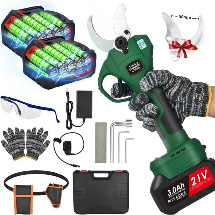 Sécateur électrique Sur Perche Télescopique 2.2m - Coupe Branches 40mm, Compatible Batteries Makita - 9