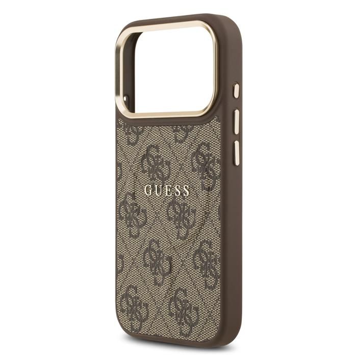 Guess PU Leather 4G Gold Frame Case with MagSafe for iPhone 17 Pro 6.3 GUHMP17LP4MSEGCW - vue 7