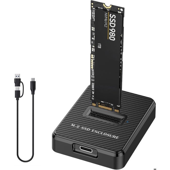 Boîtier SSD M.2 NVME/SATA - Boîtier NVMe - Boîtier SATA - Pour M.2 PCIe NVME M-Key/M+B Key et SATA M+B Key 2230/2242/2260/2280