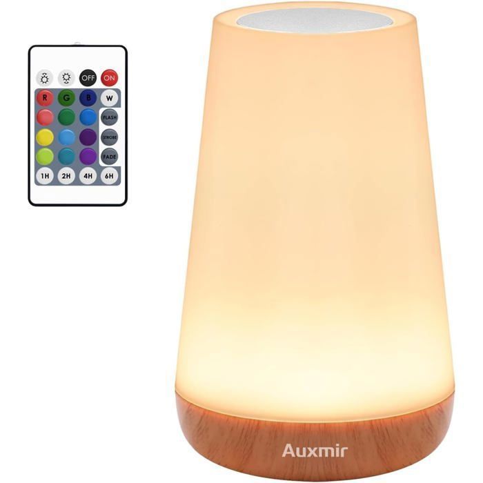 Lampe de chevet batterie rechargeable USB 1800mAh télécommande et commandes tactiles minuterie 13 couleurs de lumière