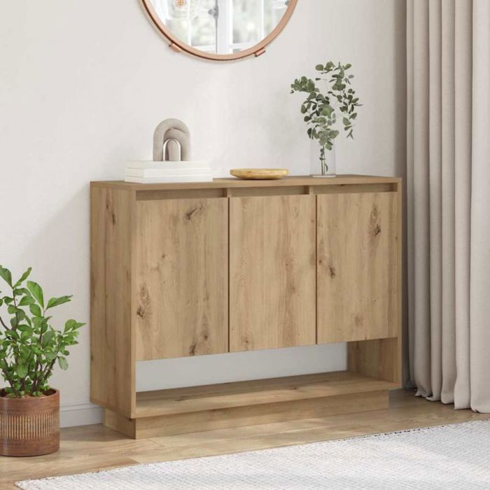 Buffet bas 3 portes chêne artisanal 97x29x75 cm - style campagne vidaXL