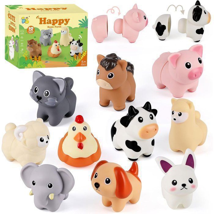 Jouet Montessori Animaux De La Ferme – Tri Couleurs, Empilage, Motricité Fine – Dès 1 An, Cadeau éducatif