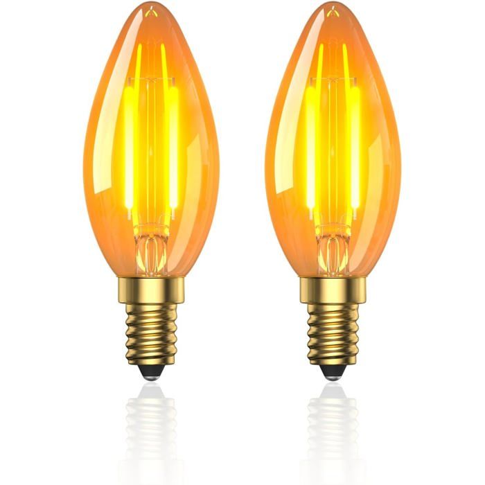 TRAHOO-2 5W Ampoule E14 LED Blanc Chaud 2200K C35 Candle Ampoule Vintage Petit Culot à Vis SES Ambre Ampoule Lampe de Sel Équ[J22]