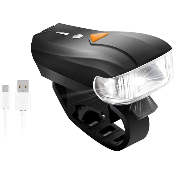 Lampe de poche rechargeable USB pour vélo de montagne route vélo de banlieue lampe de poche de vélo super vélo 180 degrés (Noir)
