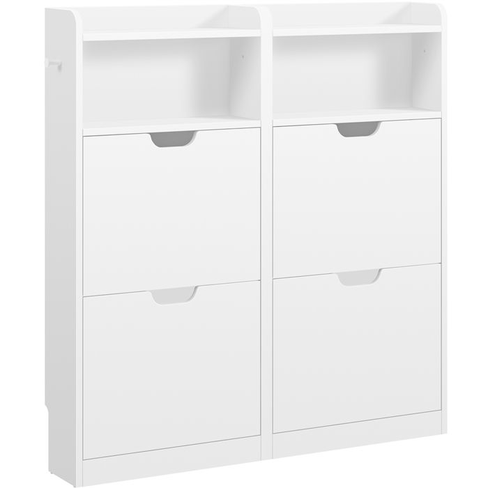 Yaheetech Meuble à Chaussures Basculant 4 Niveaux à 4 Tiroirs Rabattables Range-Chaussures Compact pour Entrée Vestibule Blanc Yaheetech Meuble à Chaussures Basculant 4 Niveaux à 4 Tiroirs Rabattables Range-Chaussures Compact pour Entrée Vestibule Blanc