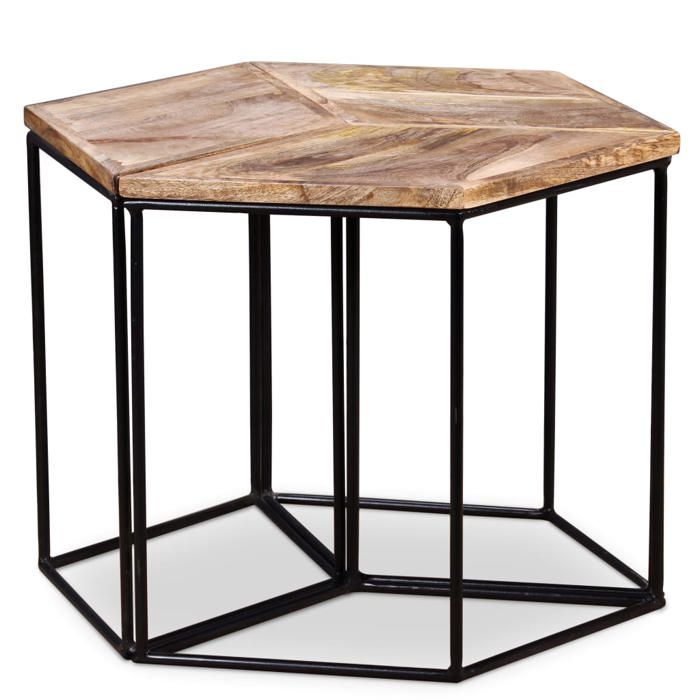 Petite Table basse - NANAS - Anti lhumidité - Table à revues - Bois de manguier massif 56x48x40cm 37518026391