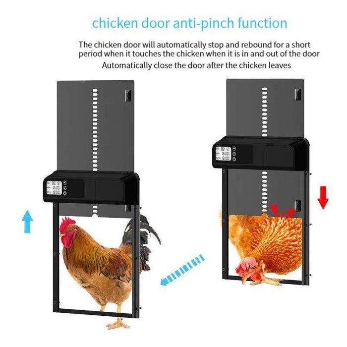 Porte Automatique Poulailler Anti-pincement - Timing intelligent - Étanche - Écran LCD -Détection par capteur -Poulailler 322x244mm