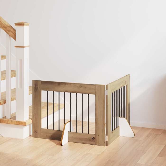 vidaXL Portillon pour chien avec supports 2 pcs Chêne artisanal 892132
