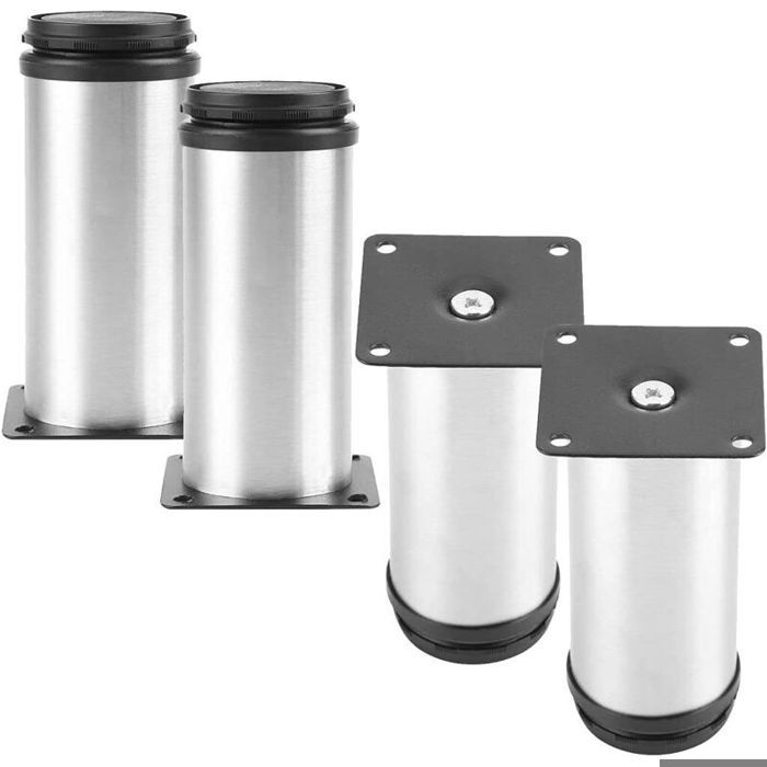 Pieds de table réglables en inox – 4 pièces 120 mm pour meubles & canapés