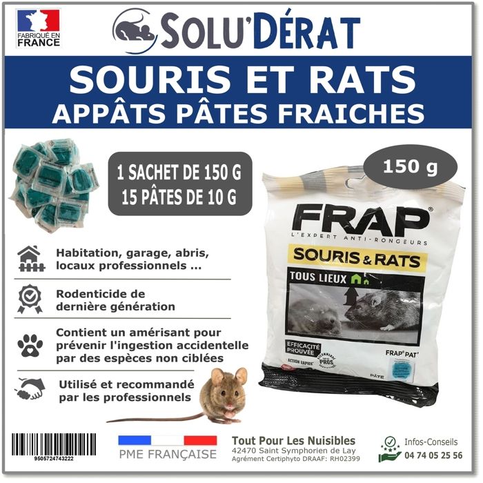 Appâts anti-rongeurs - Tout pour les nuisibles - Pâtes fraîches appétentes - Rodenticide Diféthialone 0 0025 %