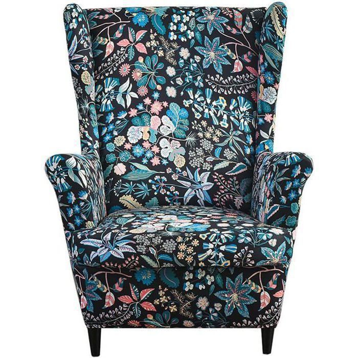 Housse de Fauteuil à Oreilles Extensible 2 Pièces Housse de Fauteuil Antidérapante-Parfum Délicat
