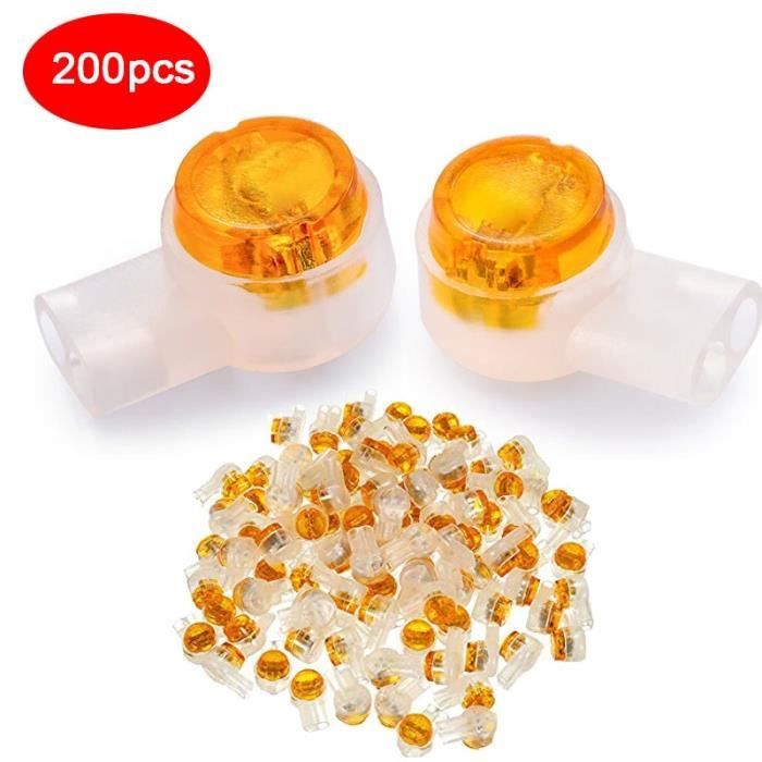 MUCKLILY 180 Pièces Connecteurs K1 à Sertir – Bornes Épissure Réseau Téléphonique Avec Gel Étanchéité, Orange, Pour Câbles 0.4-0.7 Mm