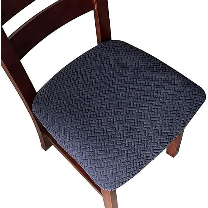 Housses de siège pour chaises de salle à manger Housses de coussin de siège de cuisine extensible Lot de 4 - Bleu foncé