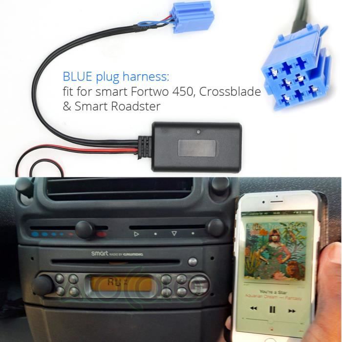 Adaptateur Aux Bluetooth Pour Voiture Pour Smart Fortwo 450 Roadster Grundig Radio Cd 8 Broches Mini Iso Connecteur Plug Achat Vente Kit Bluetooth Telephone Adaptateur Aux Bluetooth Po Cdiscount