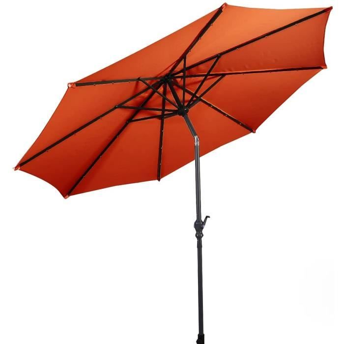 Parasol De Terrasse Blissun 2.3m Avec Inclinaison Par Manivelle - Rouge - Jardin, Balcon