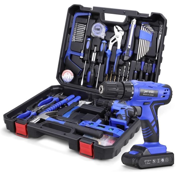 Kit Combiné De Perceuse Visseuse sans Fil 21V LiIon 1.3Ah, 112pcs