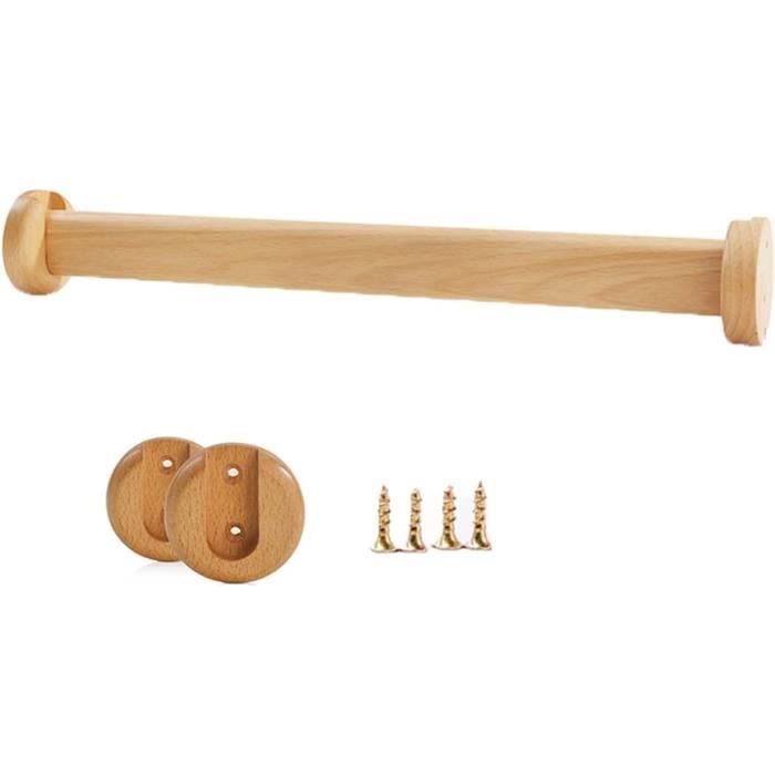 Tringle à Vêtements En Bois Pour Placard - Barre De Penderie Réglable - Support Jusqu'à 40kg - Coupe Sur Mesure