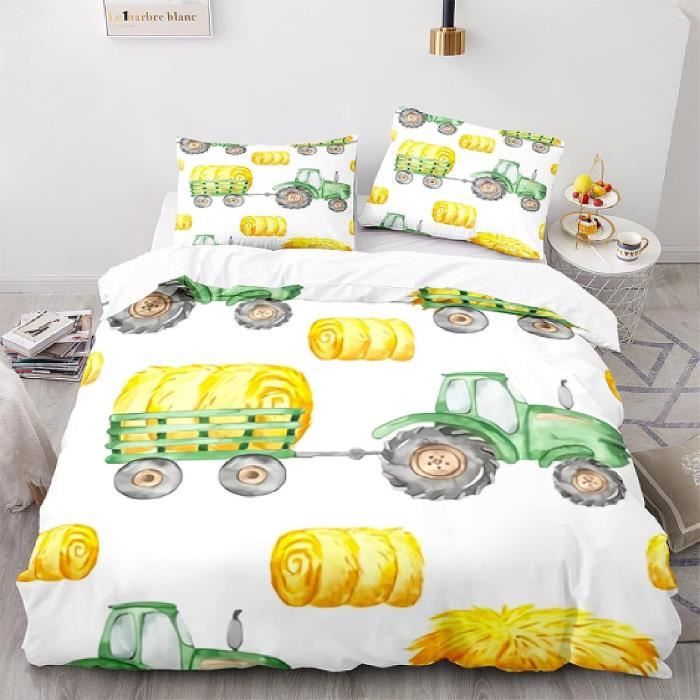 Housse De Couette 200X200 Tracteur Parure De Lit 2 Personnes Microfibre
